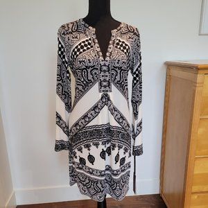 Hale Bob Black and White Printed Shift Dress - New With Tags SMALL